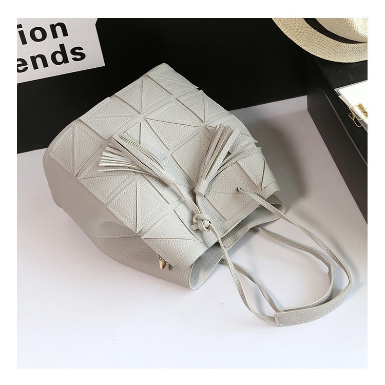 2 in 1 Casual PU Shoulder Bag Ladies Handbag Messenger Bag with Tassel