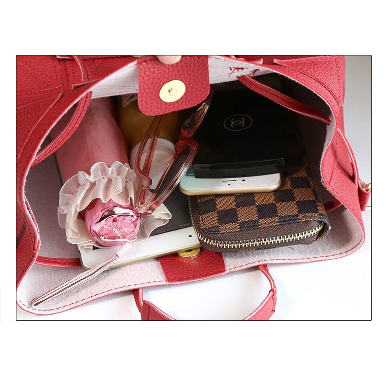 2 in 1 Casual PU Shoulder Bag Ladies Handbag Messenger Bag with Tassel