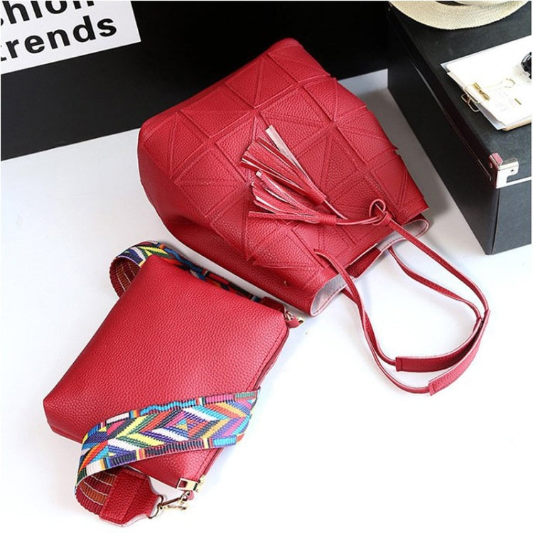 2 in 1 Casual PU Shoulder Bag Ladies Handbag Messenger Bag with Tassel