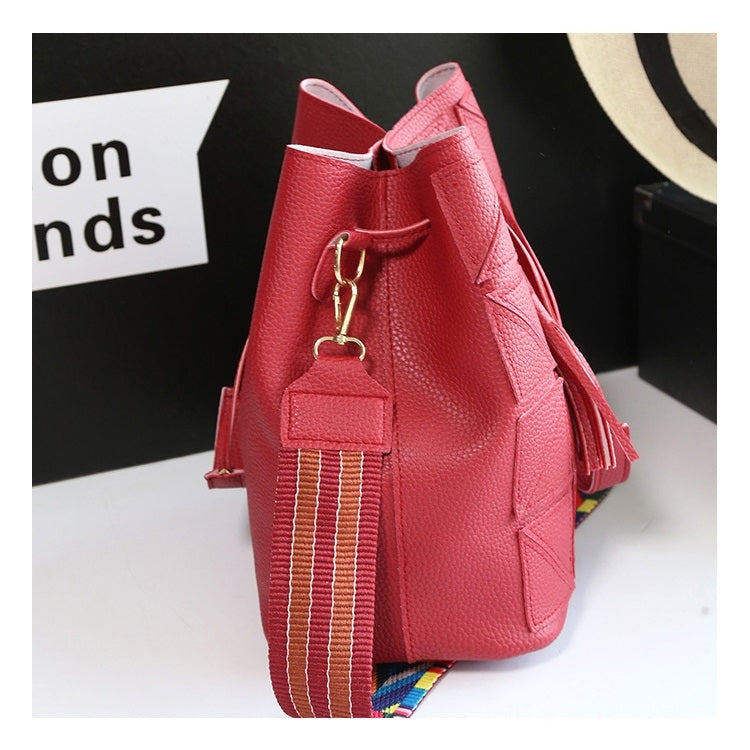 2 in 1 Casual PU Shoulder Bag Ladies Handbag Messenger Bag with Tassel
