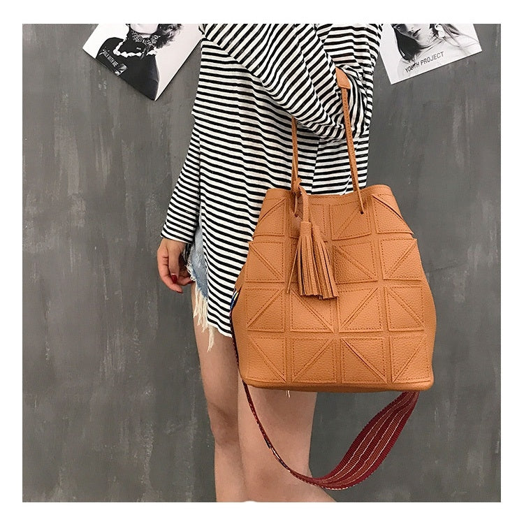 2 in 1 Casual PU Shoulder Bag Ladies Handbag Messenger Bag with Tassel