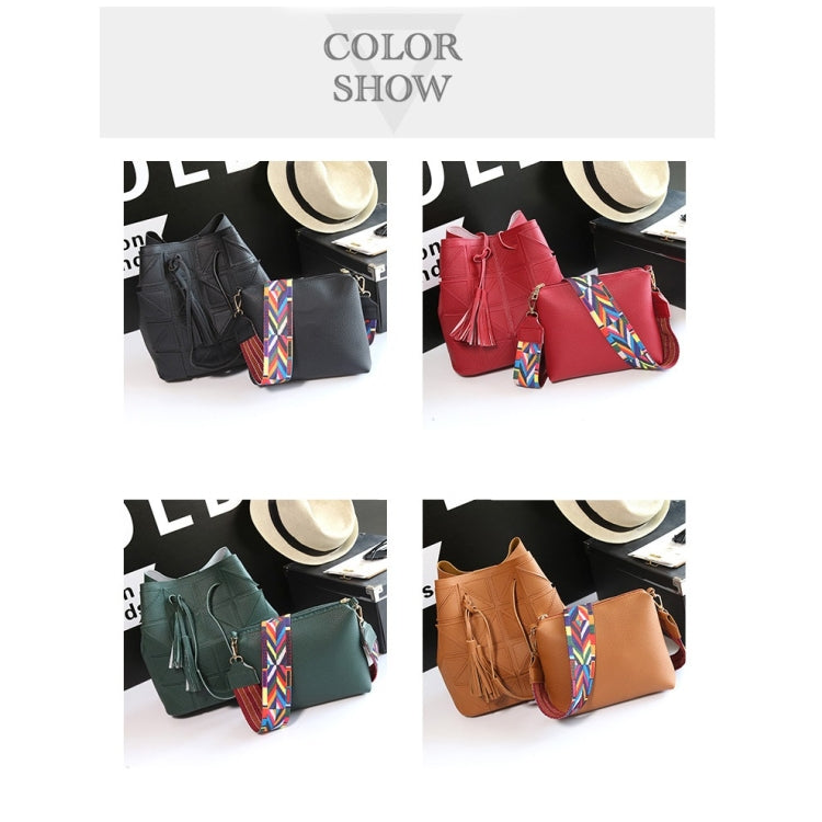 2 in 1 Casual PU Shoulder Bag Ladies Handbag Messenger Bag with Tassel