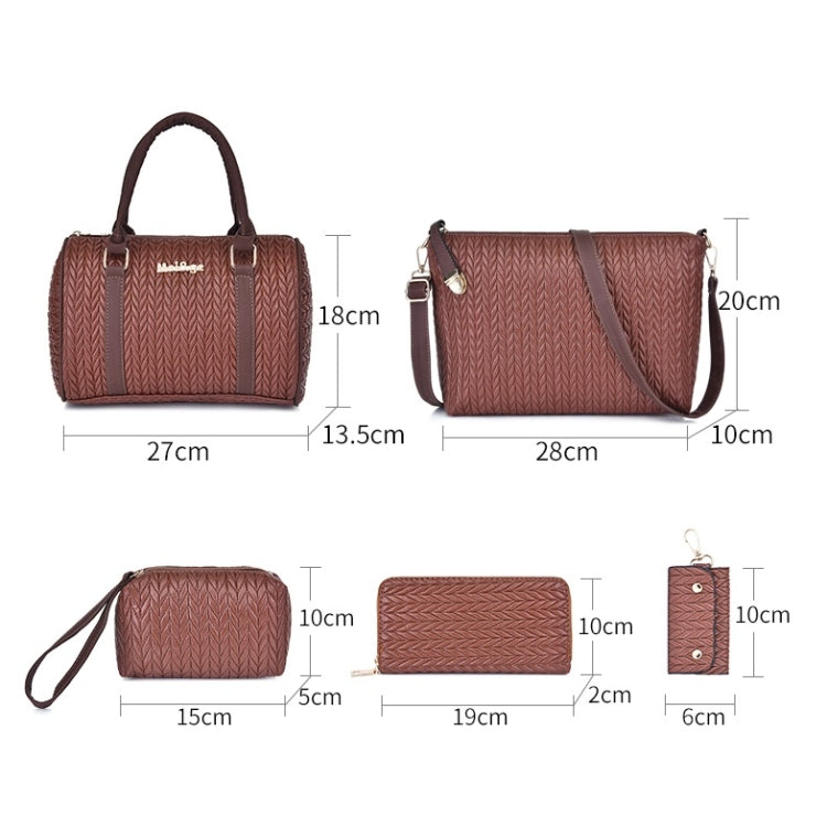 6 in 1 Weave Pattern PU Shoulder Bag Ladies Handbag Messenger Bag