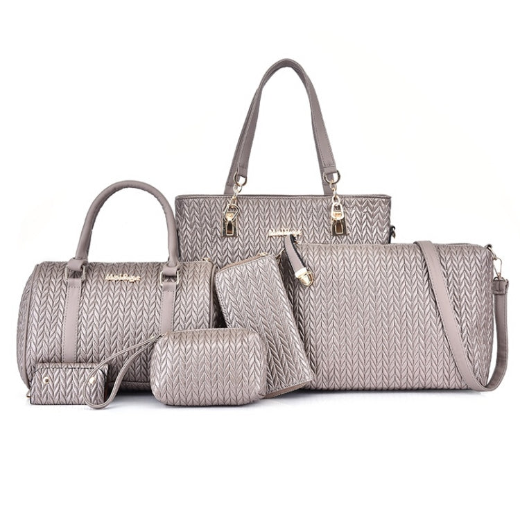 6 in 1 Weave Pattern PU Shoulder Bag Ladies Handbag Messenger Bag