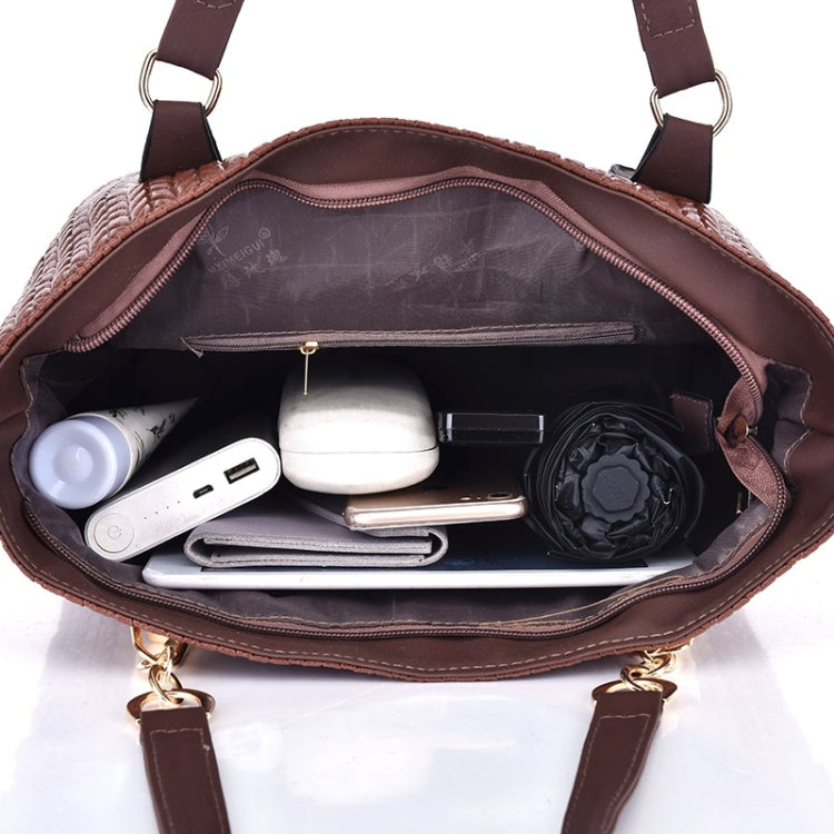 6 in 1 Weave Pattern PU Shoulder Bag Ladies Handbag Messenger Bag