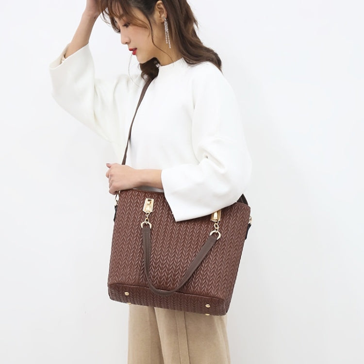 6 in 1 Weave Pattern PU Shoulder Bag Ladies Handbag Messenger Bag