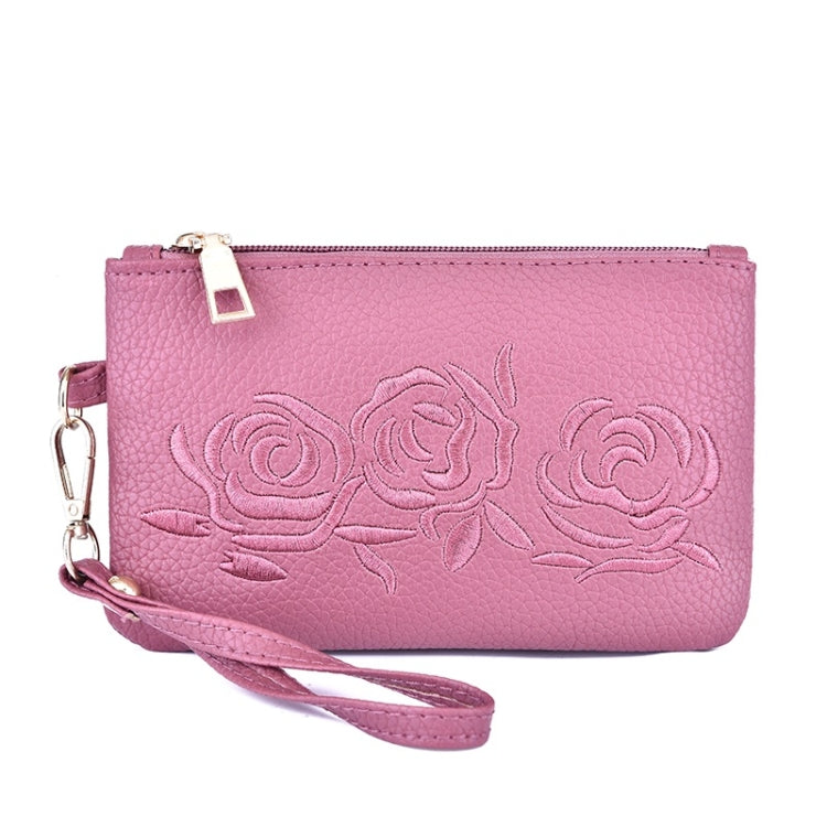 3 in 1 Embroidery Rose Pattern PU Shoulder Bag Ladies Handbag Messenger Bag with Plush Ball