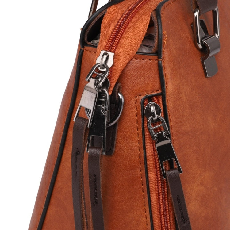 4 in 1 Crazy Horse Texture PU Leather Shoulder Bag Ladies Handbag Messenger Bag with Tassel