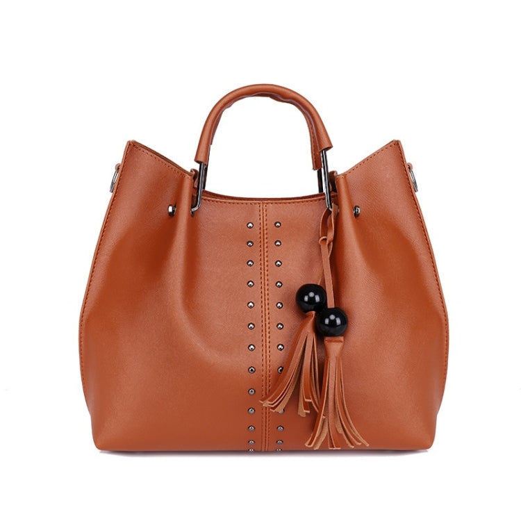 3 in 1 Crosss Texture PU Shoulder Bag Ladies Handbag Messenger Bag with Bead Tassel