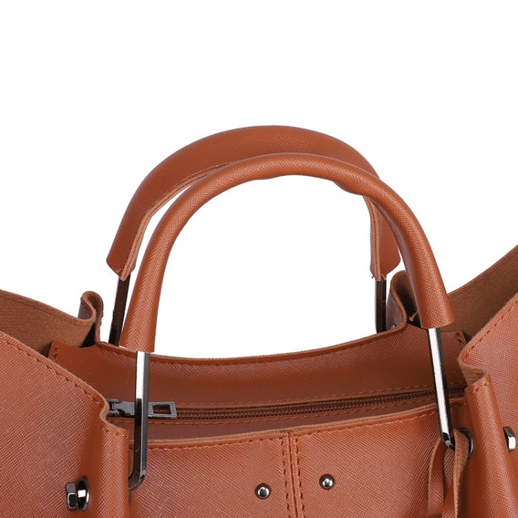 3 in 1 Crosss Texture PU Shoulder Bag Ladies Handbag Messenger Bag with Bead Tassel