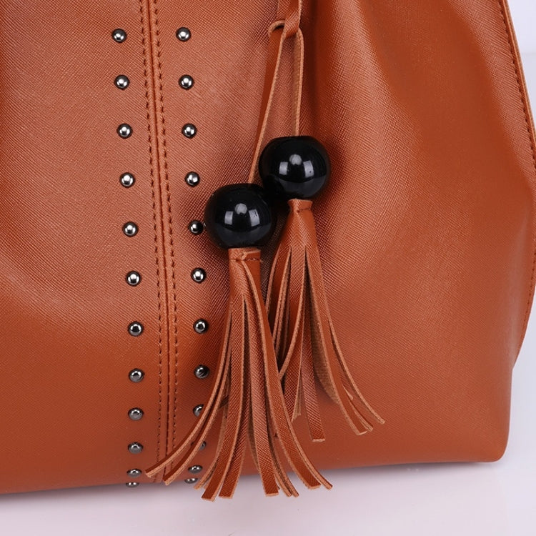 3 in 1 Crosss Texture PU Shoulder Bag Ladies Handbag Messenger Bag with Bead Tassel