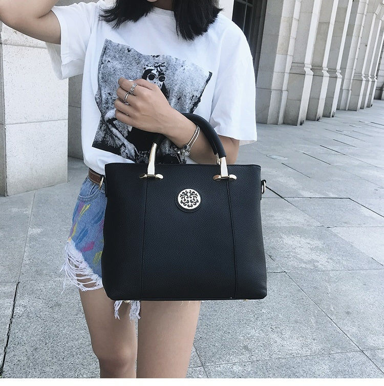 2 in 1 Casual PU Leather Shoulder Bag Ladies Handbag Messenger Bag