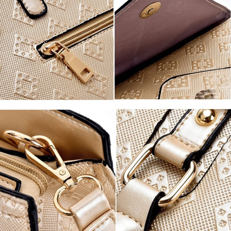 5 in 1 Diamond Texture PU Shoulder Bag Printed Flower Ladies Handbag Messenger Bag