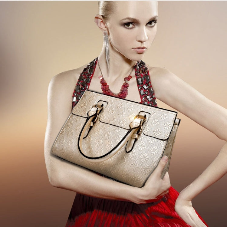 5 in 1 Diamond Texture PU Shoulder Bag Printed Flower Ladies Handbag Messenger Bag