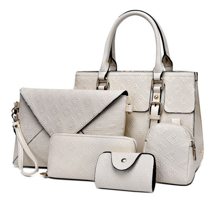 5 in 1 Diamond Texture PU Shoulder Bag Printed Flower Ladies Handbag Messenger Bag