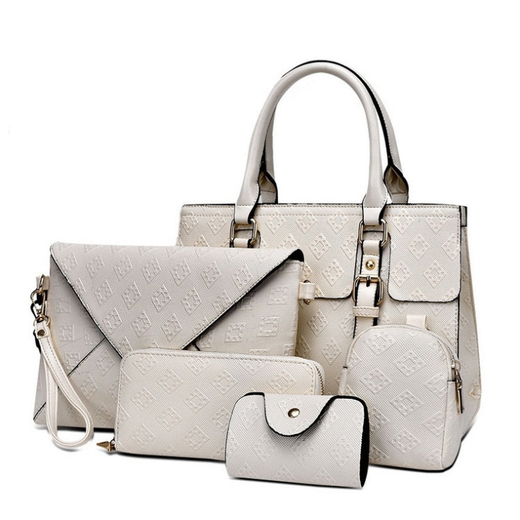 5 in 1 Diamond Texture PU Shoulder Bag Printed Flower Ladies Handbag Messenger Bag