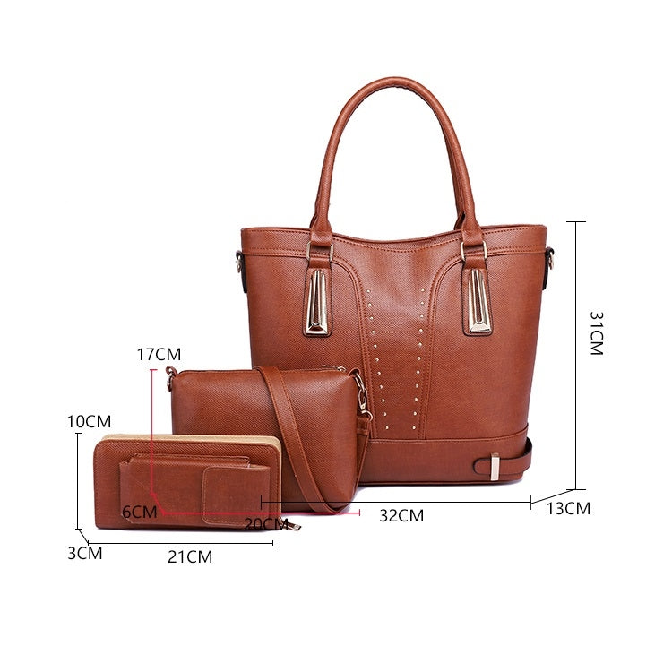 3 in 1 Casual PU Shoulder Bag Ladies Handbag Messenger Bag