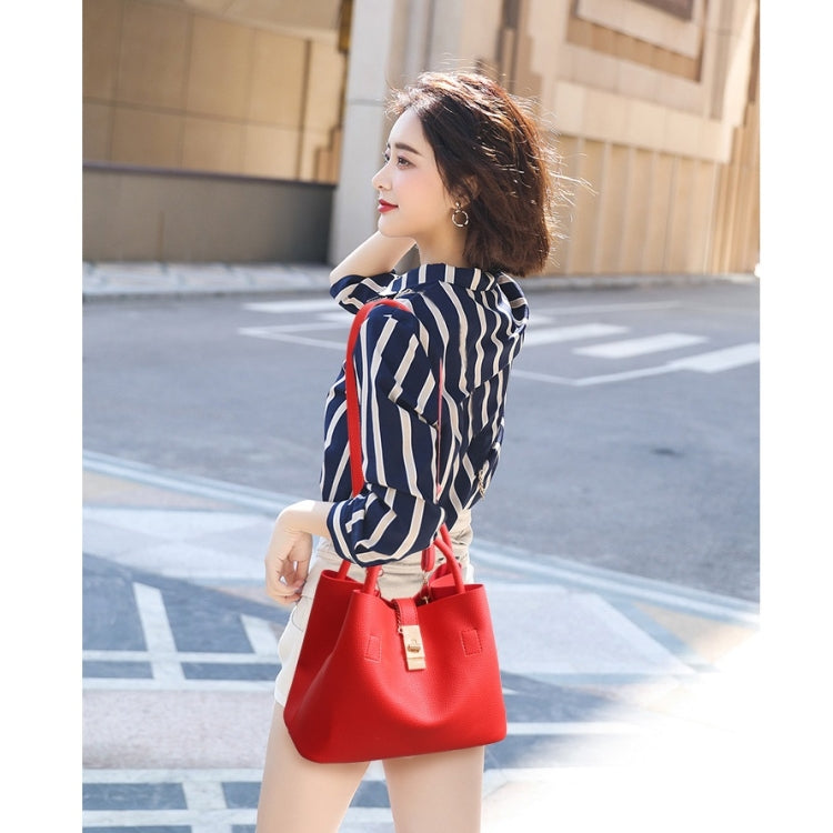 3 in 1 Casual PU Shoulder Bag Ladies Handbag Messenger Bag (Black)