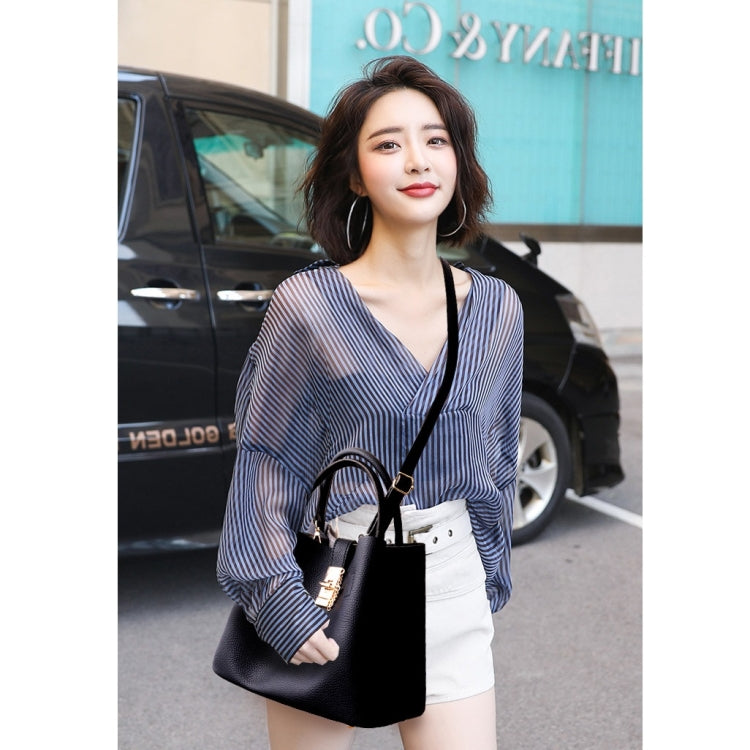 3 in 1 Casual PU Shoulder Bag Ladies Handbag Messenger Bag (Black)