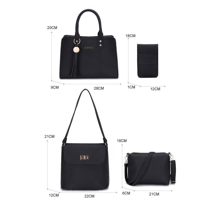 4 in 1 Casual PU Shoulder Bag Ladies Handbag Messenger Bag (Pink)