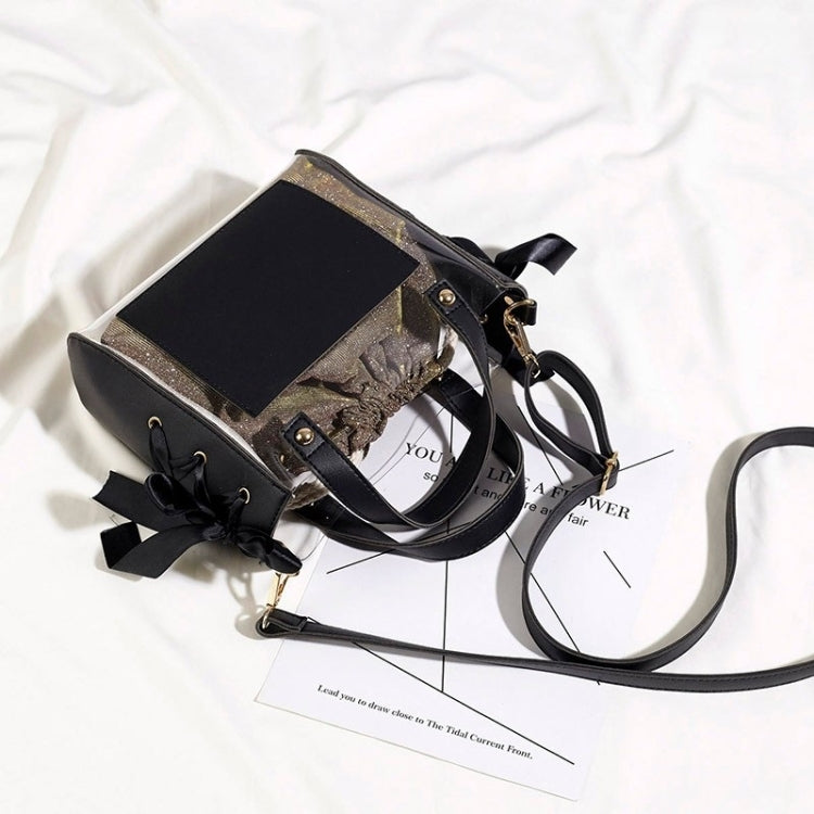 2 in 1 Clear Plastic Ribbon Single Shoulder Bag Ladies Handbag Messenger Bag