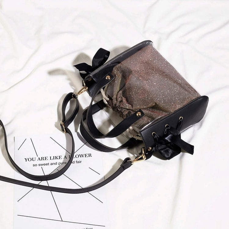 2 in 1 Clear Plastic Ribbon Single Shoulder Bag Ladies Handbag Messenger Bag