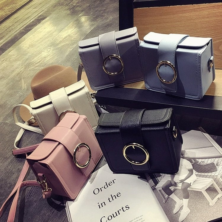 Small Square Bag PU Leather Shoulder Bag Ladies Handbag Messenger Bag