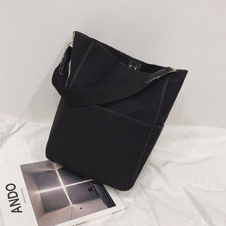Canvas Single Shoulder Bag Ladies Handbag Bags (Black)