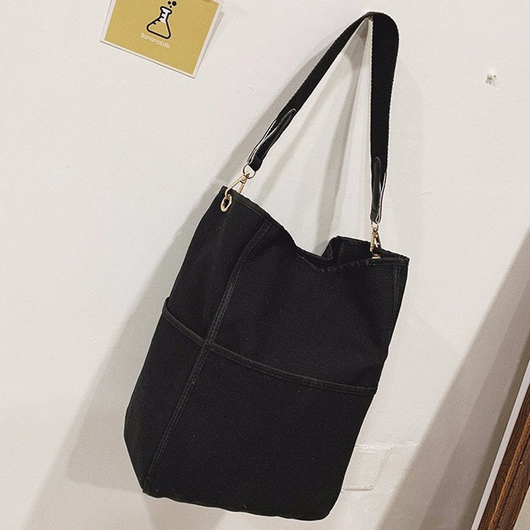Canvas Single Shoulder Bag Ladies Handbag Bags (Black)