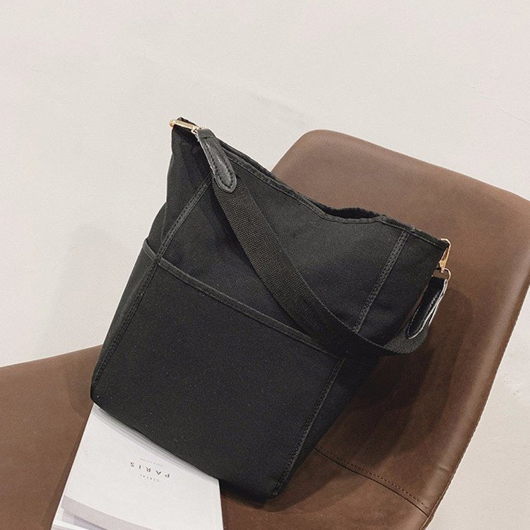 Canvas Single Shoulder Bag Ladies Handbag Bags (Black)