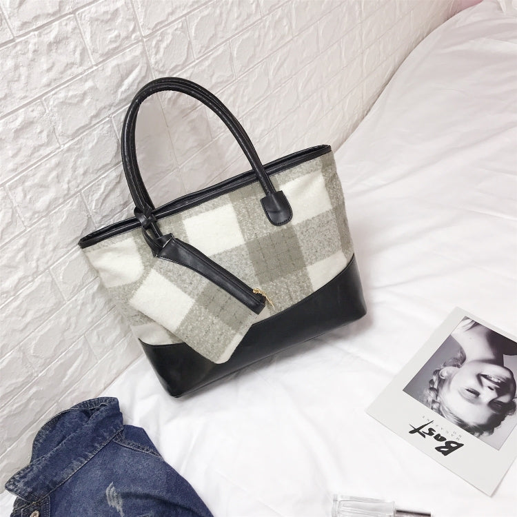 Woolen Grid Pattern Backpack Women Bag Fashion Tote Bag Handbag