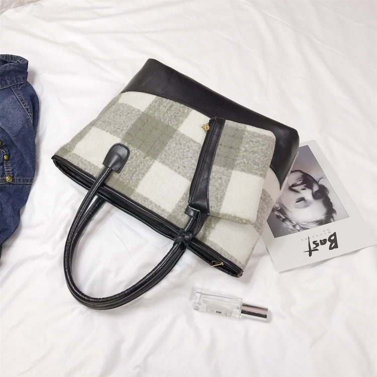 Woolen Grid Pattern Backpack Women Bag Fashion Tote Bag Handbag