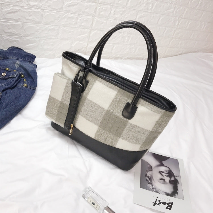 Woolen Grid Pattern Backpack Women Bag Fashion Tote Bag Handbag