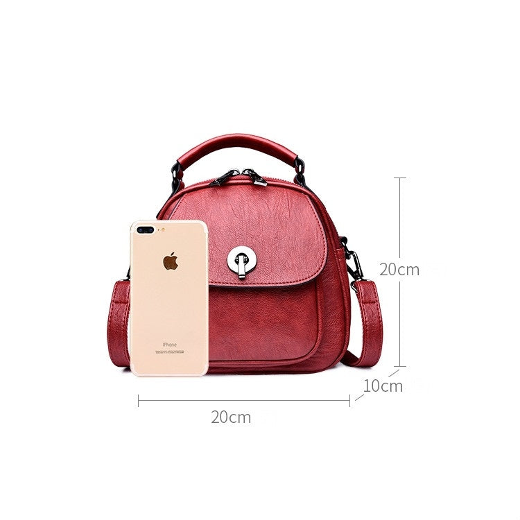 Fashion PU Double Shoulders Bag Messenger Bag Ladies Backpack Handbag