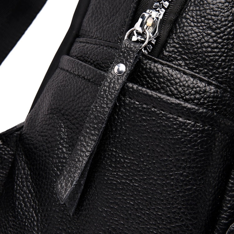 Fashion PU Double Shoulder Bag Messenger Bag Ladies Handbag (Black)