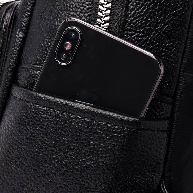 Fashion PU Double Shoulder Bag Messenger Bag Ladies Handbag (Black)