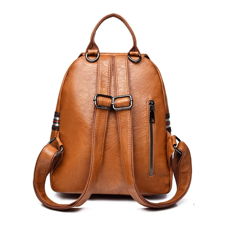 Fashion PU Double Shoulders Bag Ladies Backpack Handbag (Brown)