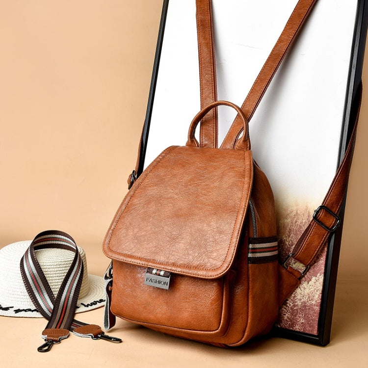 Fashion PU Double Shoulders Bag Ladies Backpack Handbag (Brown)