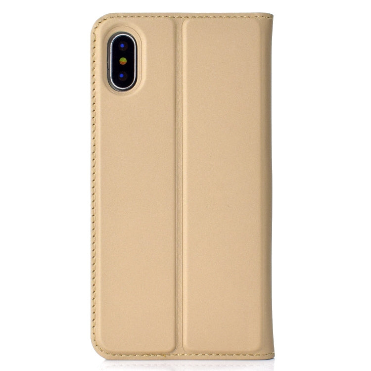 For iPhone X / XS Ultra-thin Pressed Magnetic Card TPU+PU Leather Case with Card Slot & Holder