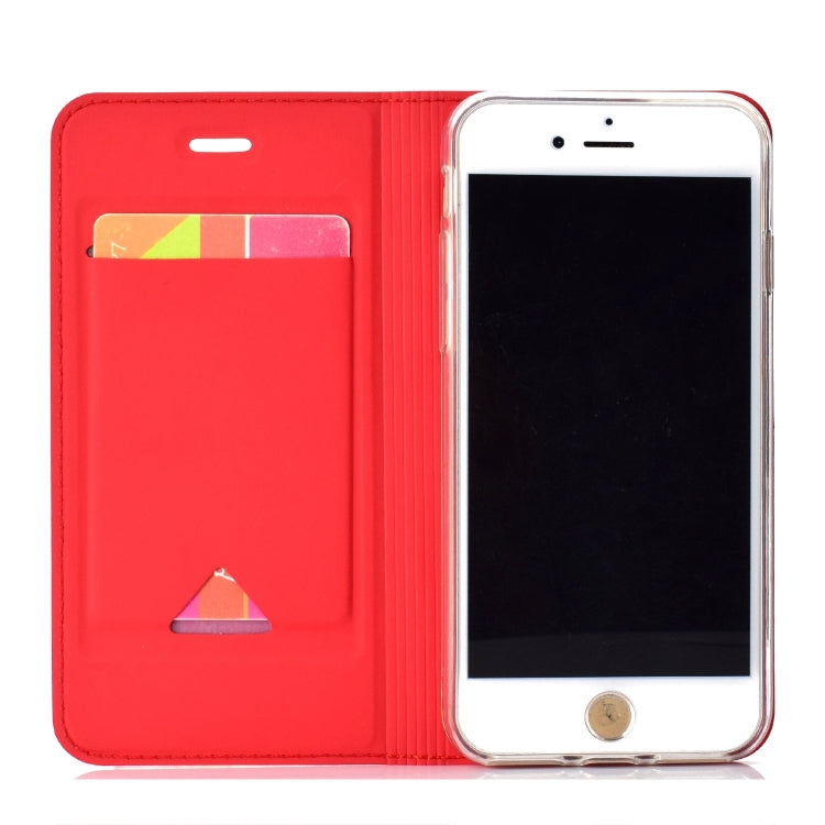 Ultra-thin Pressed Magnetic TPU+PU Leather Case for iPhone 7 & 8, with Card Slot & Holder