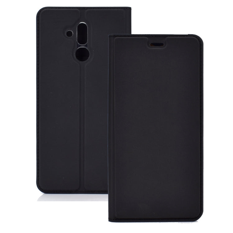 Ultra-thin Pressed Magnetic TPU+PU Leathe Case for Huawei Mate 20 Lite, with Card Slot & Holder