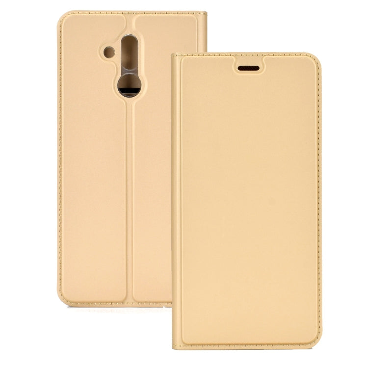 Ultra-thin Pressed Magnetic TPU+PU Leathe Case for Huawei Mate 20 Lite, with Card Slot & Holder