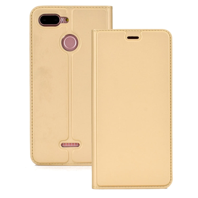 Ultra-thin Pressed Magnetic TPU+PU Leathe Case for Xiaomi Redmi 6, with Card Slot & Holder