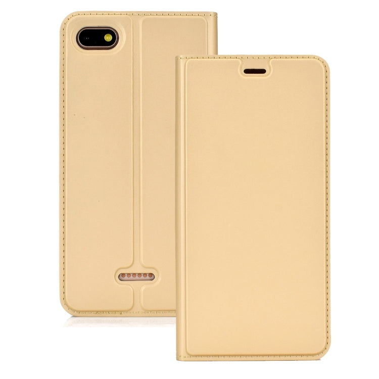 Ultra-thin Pressed Magnetic TPU+PU Leathe Case for Xiaomi Redmi 6A, with Card Slot & Holder