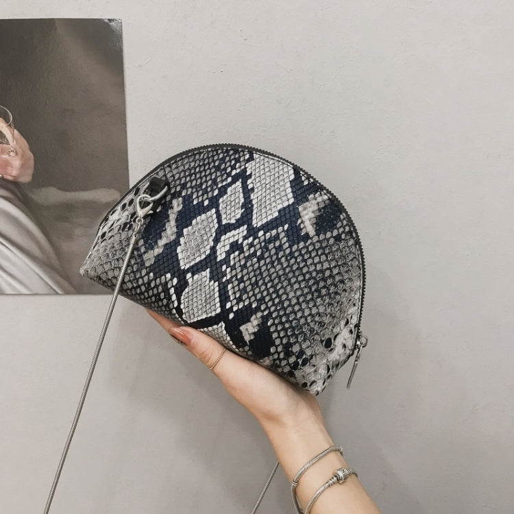 Python Skin Double Zipper Ladies Messenger Bag Shoulder Bag Chain Small Bag Shell Bag