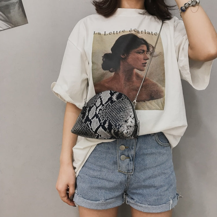 Python Skin Double Zipper Ladies Messenger Bag Shoulder Bag Chain Small Bag Shell Bag