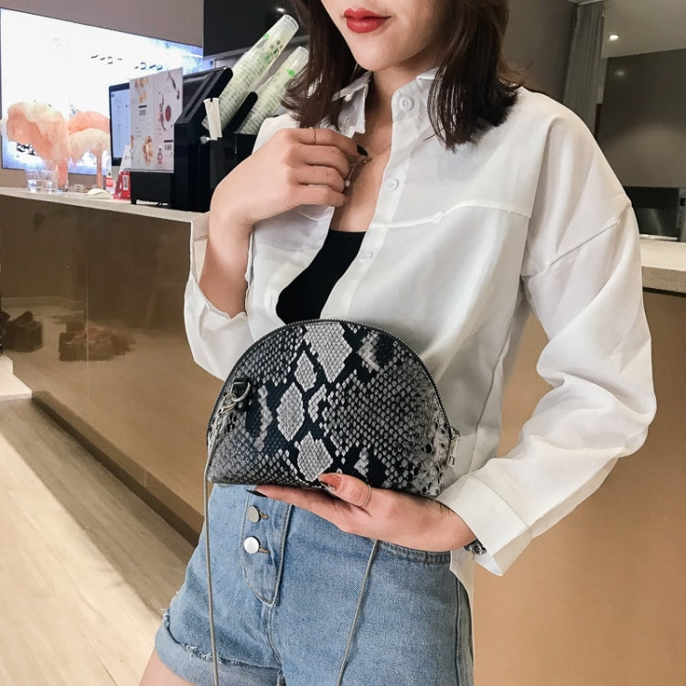 Python Skin Double Zipper Ladies Messenger Bag Shoulder Bag Chain Small Bag Shell Bag