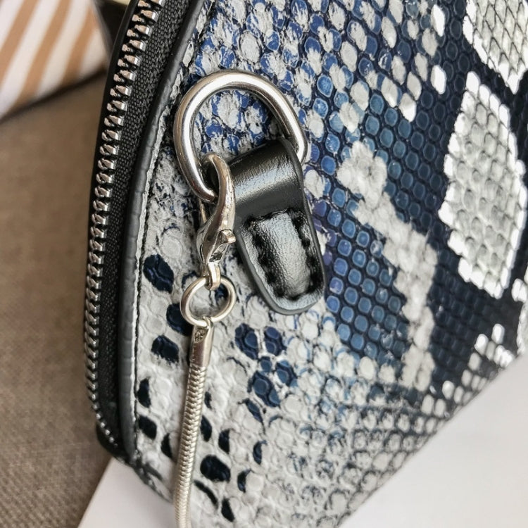 Python Skin Double Zipper Ladies Messenger Bag Shoulder Bag Chain Small Bag Shell Bag