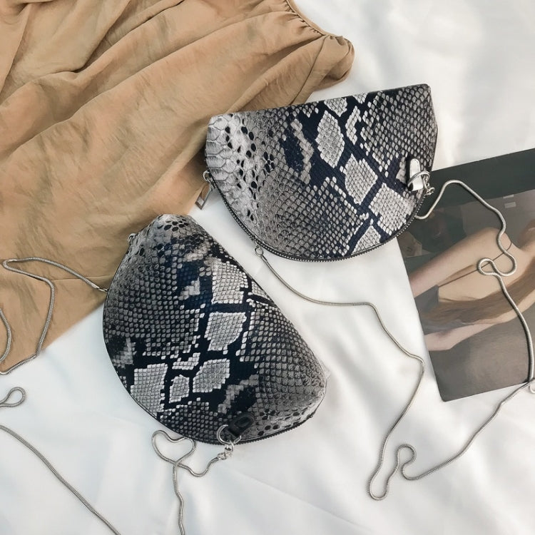 Python Skin Double Zipper Ladies Messenger Bag Shoulder Bag Chain Small Bag Shell Bag