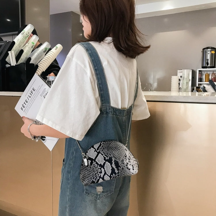 Python Skin Double Zipper Ladies Messenger Bag Shoulder Bag Chain Small Bag Shell Bag